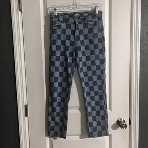 Kids Checkered Blue Jeans